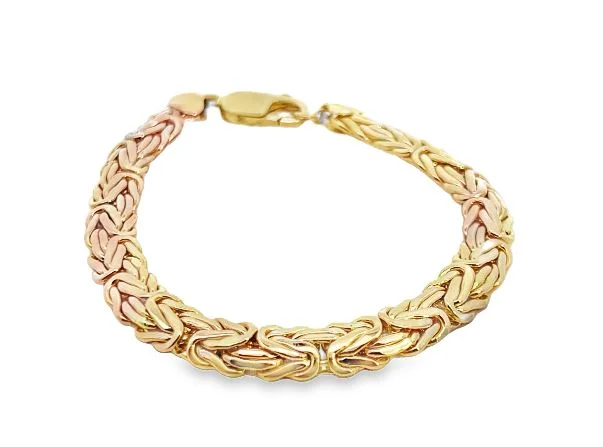 Simple bangle bracelets with open designs for a trendy and minimalist style-14Y 8mm Byzantine Bracelet