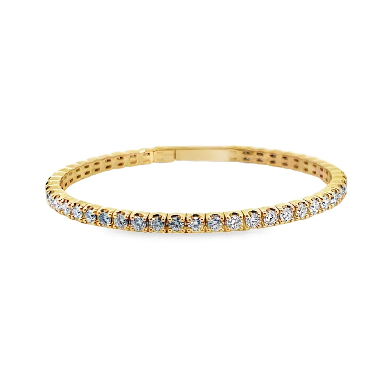 Classic bangle bracelets with clean lines for an elegant and versatile accessory-14Y Lab Grown Eternity Style Diamond Bangle with Locking Clasp