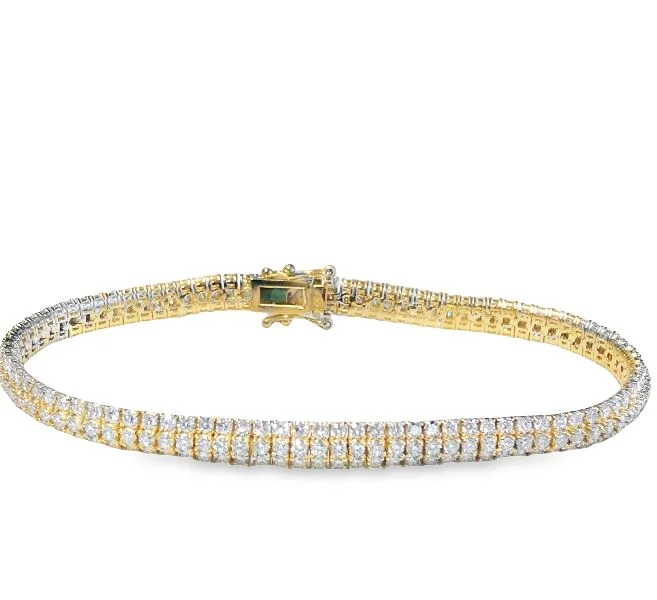 Elegant bangle bracelets with diamond-shaped stones for a sophisticated look-14Y Three Row Prong Set Diamond Bracelet