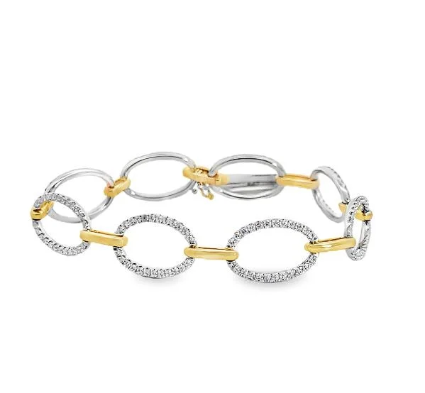 Stylish bangle bracelets with gemstone accents for a chic and modern look-18K Two-Tone Diamond Open Link Bracelet