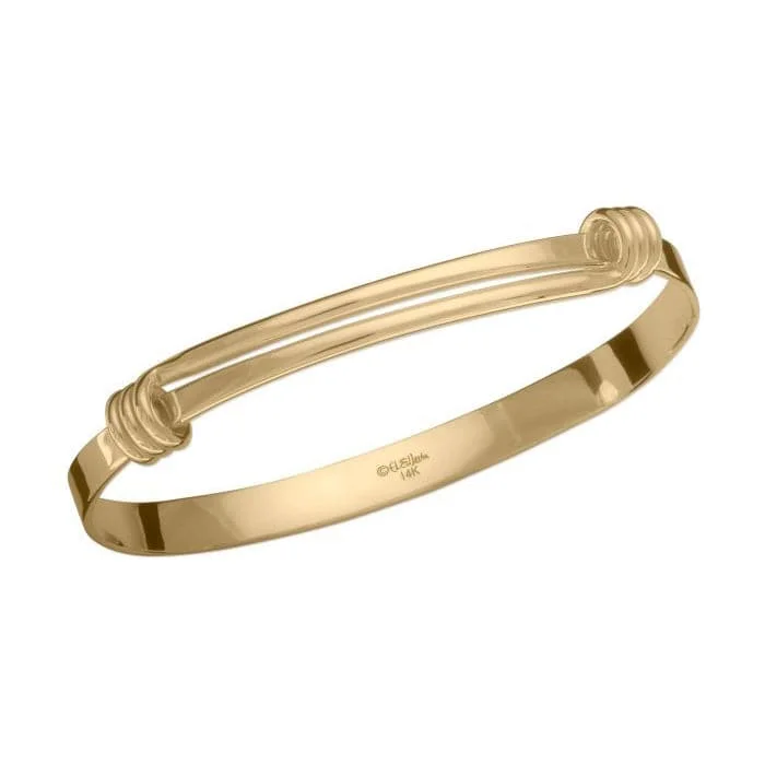 Traditional gold bangle bracelets with a smooth finish for a classic look-ED LEVIN 14K YELLOW GOLD SIGNATURE BRACELET, MEDIUM