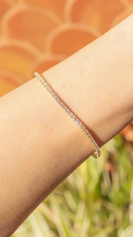 Best bangle bracelets with rustic copper for a unique, earthy style-2.00ct F+ VS+ Lab Diamond Tennis Bracelet 14k Yellow Gold