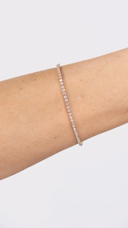 Simple gold bangle bracelets with smooth finishes for a classic and elegant style-1.95ct F+ VS+ Lab Diamond Tennis Bracelet 14k Rose Gold