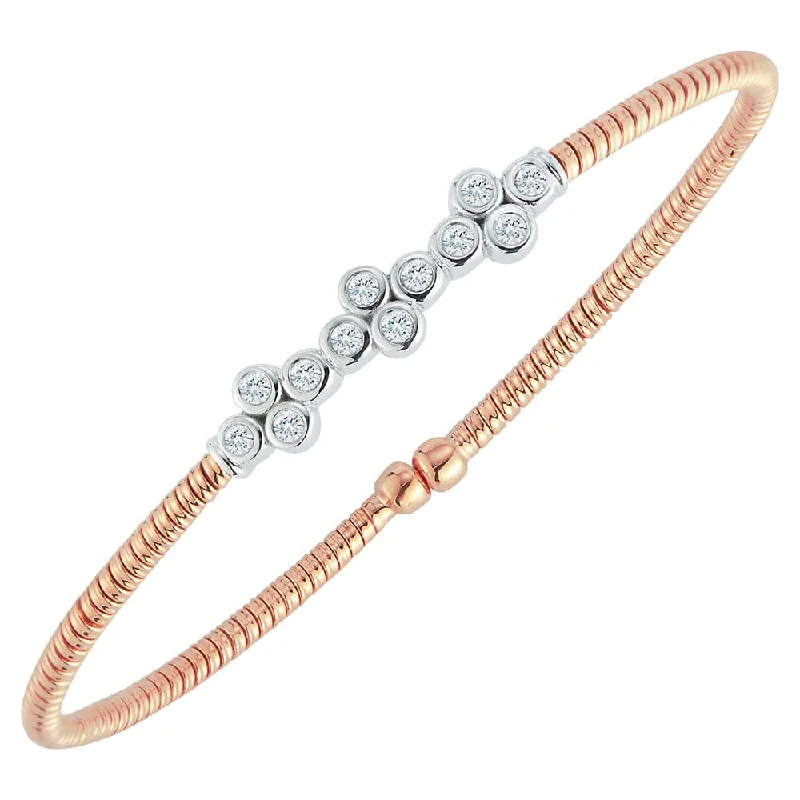 Unique bangle bracelets with colorful enamel designs for a vibrant and playful look-18K ROSE GOLD BEZEL-SET DIAMOND CLUSTER FLEX BRACELET