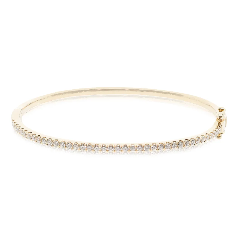 Best bangle bracelets with adjustable sizes for a comfortable and perfect fit-14K YELLOW GOLD 2MM BANGLE BRACELET WITH DIAMONDS 0.95CTW