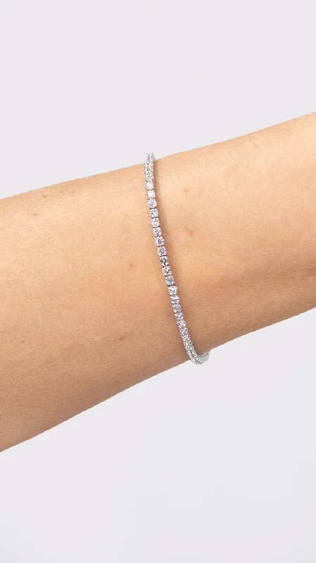 Best bangle bracelets with enamel detailing for a colorful and unique design-3.00ct F+ VS+ Lab Diamond Tennis Bracelet 14k White Gold