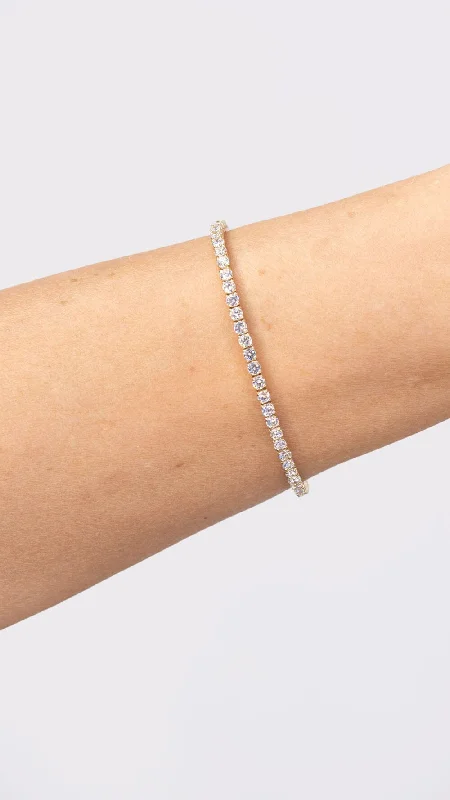 Best bangle bracelets for stacking with delicate and thin designs for layering-3.00ct F+ VS+ Lab Diamond Tennis Bracelet 14k Yellow Gold