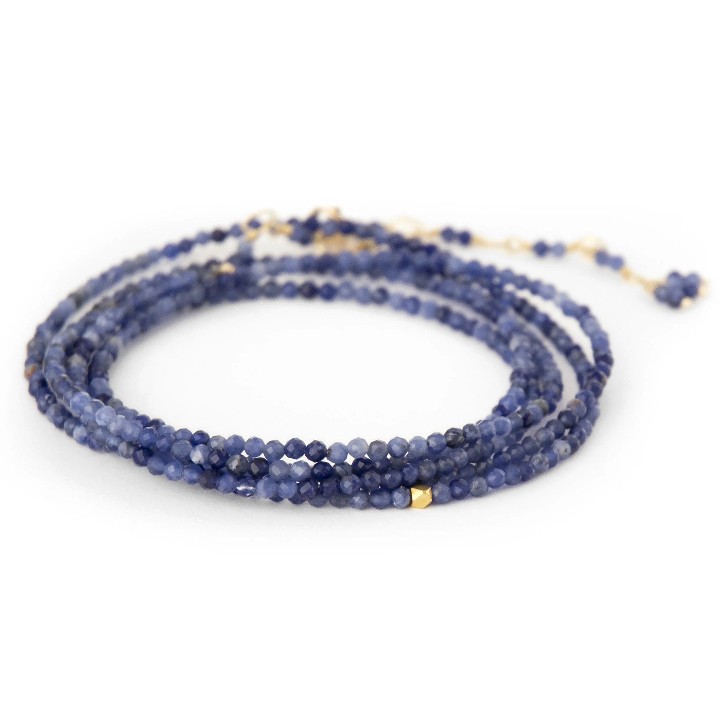 Bangle bracelets with enamel inlay designs for a colorful and eye-catching appearance-ANNE SPORTUN 34-INCH SODALITE BEAD WRAP BRACELET/NECKLACE WITH 18K YELLOW GOLD ACCENT