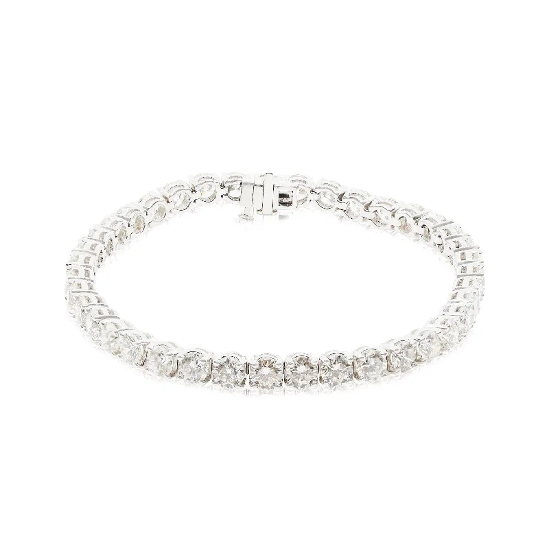 Elegant bangle bracelets with diamond-cut designs for added sparkle and elegance-18K WHITE GOLD ROUND DIAMOND TENNIS BRACELET 12.37CTW