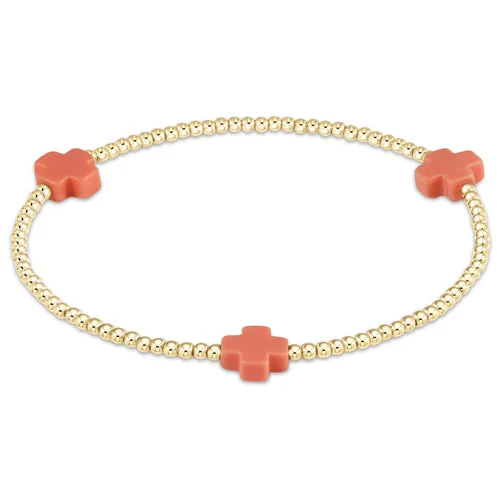 Best bangle bracelets with Swarovski crystals for a touch of sparkle and elegance-3mm Cross Bracelet Coral