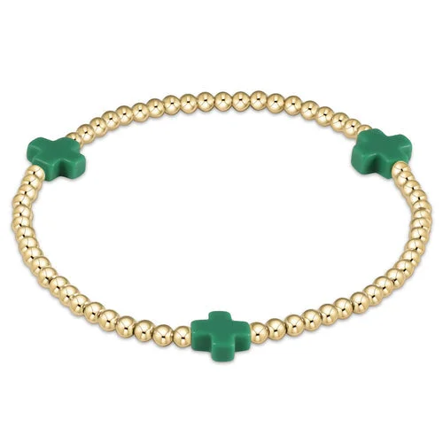 Elegant bangle bracelets with diamond-cut designs for added sparkle and elegance-3mm Cross Bracelet Emerald