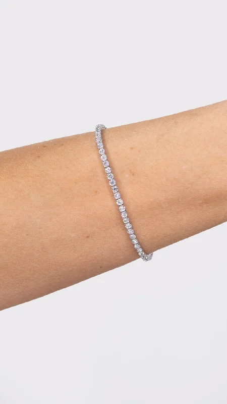 Bangle bracelets with braided leather straps for a chic, rustic vibe-4.06ct F+ VS+ Lab Diamond Tennis Bracelet 14k White Gold