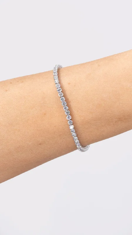 Best bangle bracelets with thin, delicate chains for an understated, sophisticated look-5.00ct F+ VS+ Lab Diamond Tennis Bracelet 14k White Gold