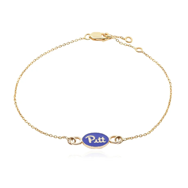 Stackable bangle bracelets with customizable charms for a personalized collection-14K YELLOW GOLD PITT BLUE ENAMEL CHARM BRACELET