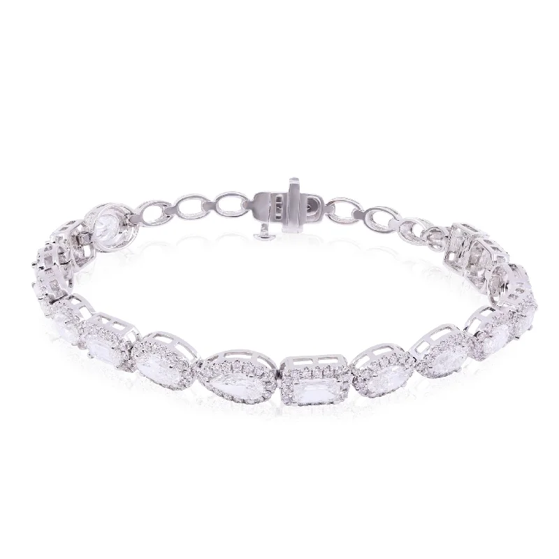 Best bangle bracelets with silver-plated finishes for an affordable and stylish accessory-18K WHITE GOLD FANCY MIXED-CUT DIAMOND 5.19CTW AND ROUND DIAMOND 1.16CTW BRACELET