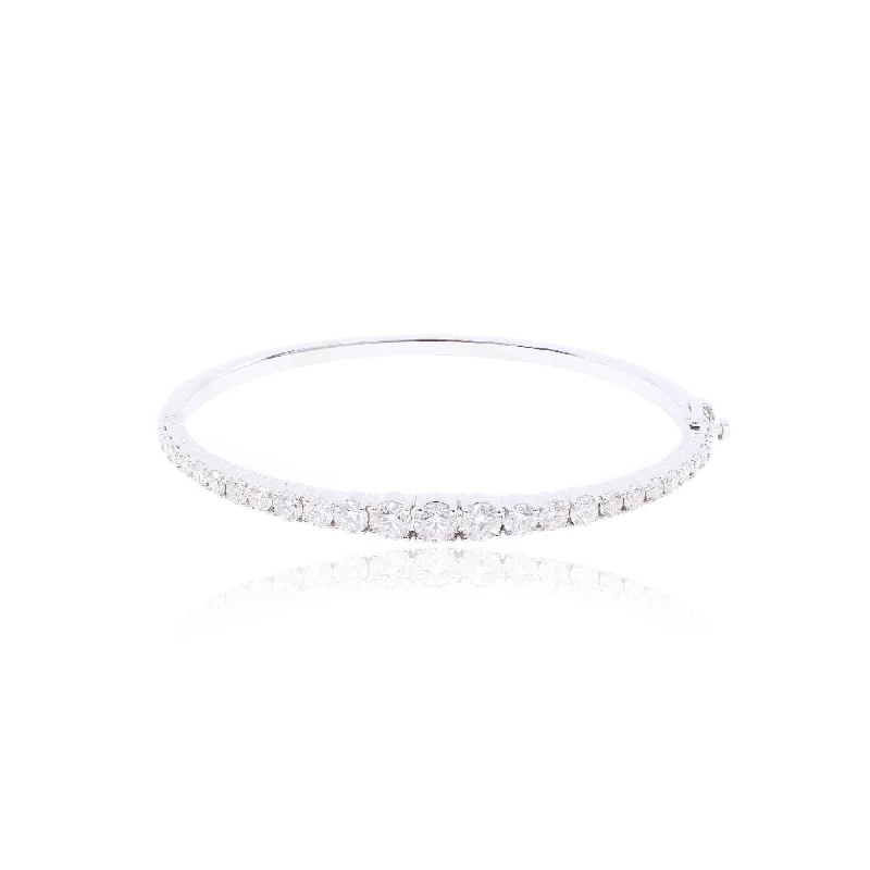 Traditional gold bangle bracelets with a smooth finish for a classic look-14K WHITE GOLD DIAMOND BANGLE 3.80CTW