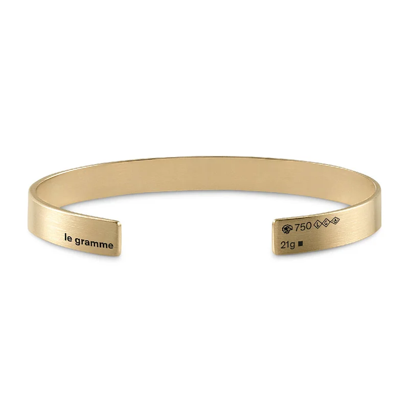 Bangle bracelets with hand-painted designs for an artistic and colorful look-LE GRAMME MEN'S 21G 18K YELLOW GOLD CUFF BRACELET