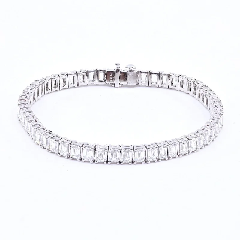 Best bangle bracelets with hand-crafted details for a unique and artisanal touch-PLATINUM 7-INCH EMERALD-CUT DIAMOND TENNIS BRACELET 8.61CTW