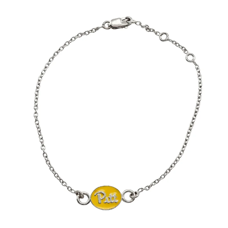 Luxury bangle bracelets with diamond accents for a sparkling, high-end accessory-STERLING SILVER PITT YELLOW ENAMEL CHARM BRACELET