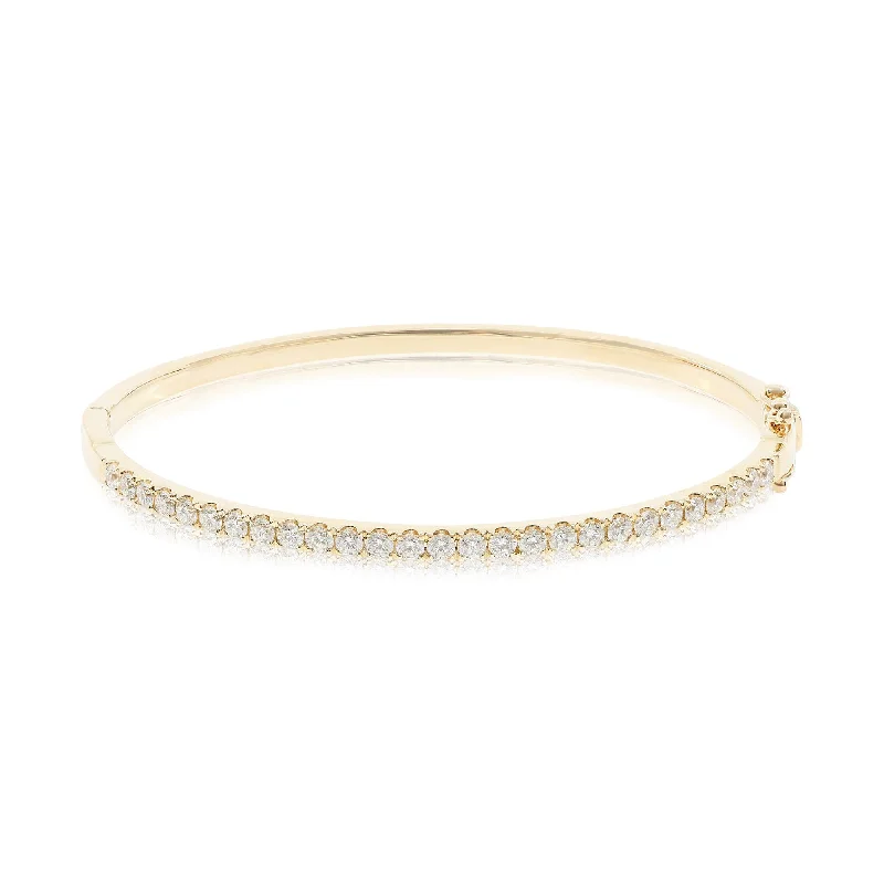 Best bangle bracelets with twisted rope designs for a textured, nautical-inspired look-18K YELLOW GOLD 3MM DIAMOND BANGLE BRACELET 1.60CTW