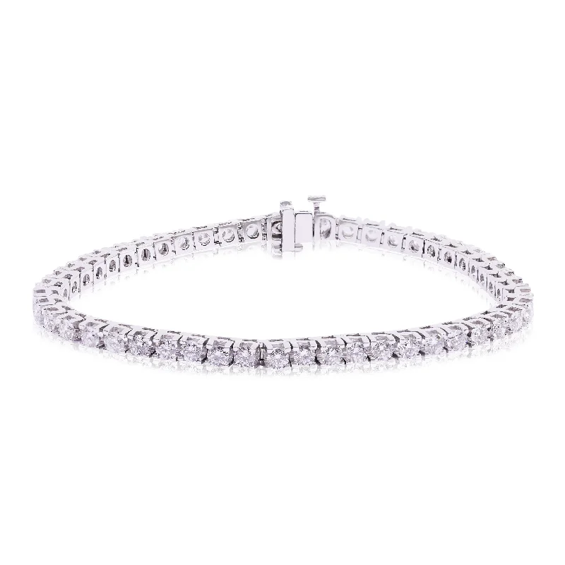 Best bangle bracelets with animal motif designs for a quirky, fun accessory-14K WHITE GOLD ROUND BRILLIANT CUT DIAMOND TENNIS BRACELET 5.00CTW