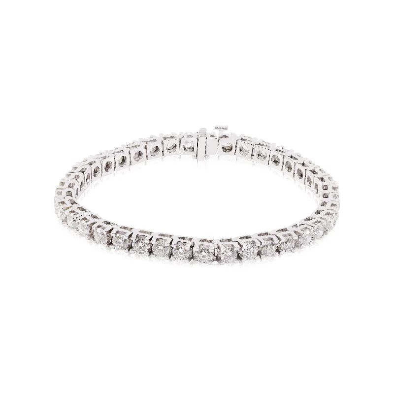 Wide metal bangle bracelets with engraved patterns for a luxurious and intricate look-14K WHITE GOLD DIAMOND TENNIS BRACELET WITH 39 DIAMONDS, 9.00CTW