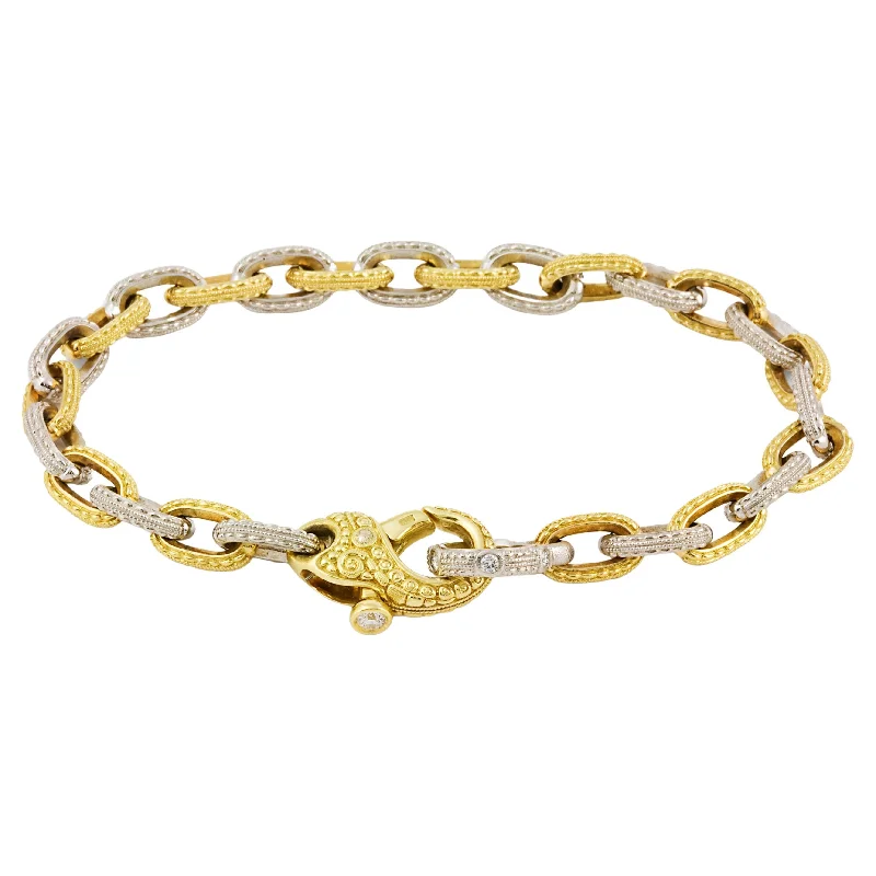 Vintage-inspired bangle bracelets with etched detailing for a timeless, antique look-ALEX SEPKUS PLATINUM AND 18K YELLOW GOLD VICTORIAN CABLE BRACELET