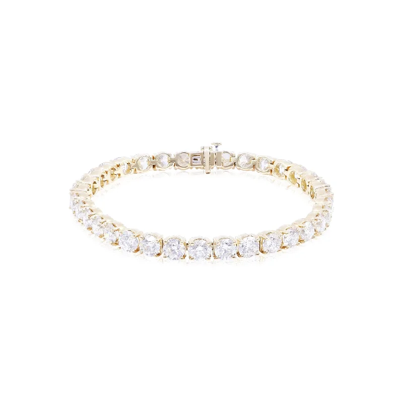 Best bangle bracelets with bright enamel colors for a fun and youthful style-18K YELLOW GOLD DIAMOND TENNIS BRACELET, 16.34 CTW