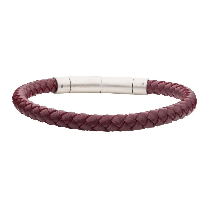 Best bangle bracelets with animal motif designs for a quirky, fun accessory-8-8.5" Burgundy Genuine Full Grain Cowhide Leather Bracelet