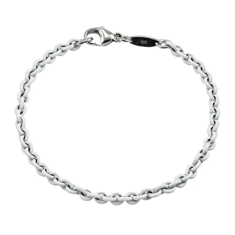 Elegant bangle bracelets with diamonds for a luxurious and sparkling accessory-STERLING SILVER 7-INCH WHITE LACQUERED CABLE CHAIN BRACELET