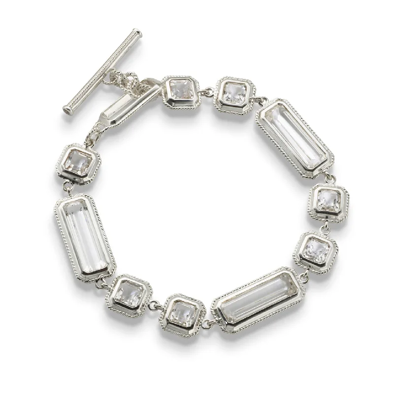 Best bangle bracelets with pastel-colored stones for a soft and delicate appearance-MONICA RICH KOSANN STERLING SILVER ROCK CRYSTAL BRACELET WITH MILGRAIN BEZEL DETAIL