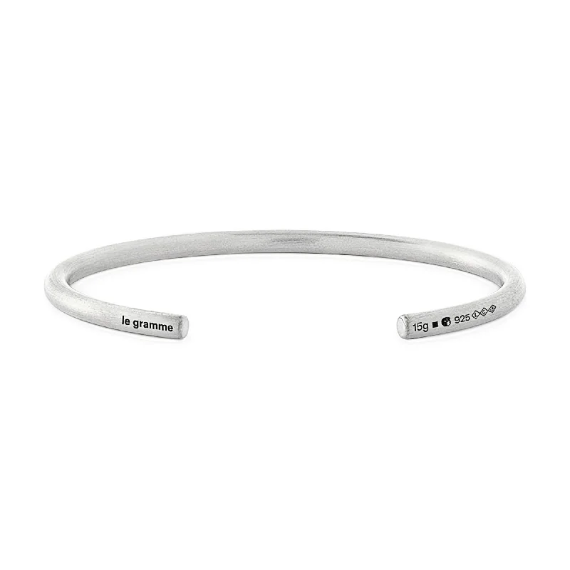 Adjustable bangle bracelets with toggle clasps for easy, secure wearing-LE GRAMME MEN'S 15G STERLING SILVER SATIN CUFF BRACELET