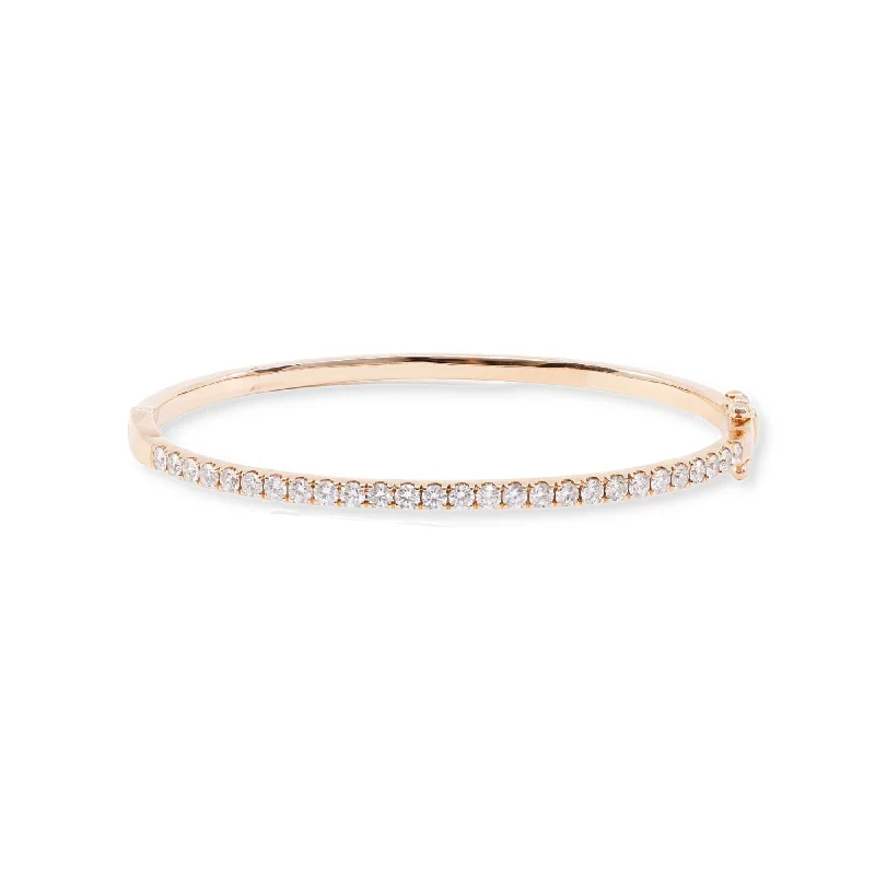 Best bangle bracelets with silver-plated finishes for an affordable and stylish accessory-18K ROSE GOLD DIAMOND BANGLE BRACELET 3MM, 1.56CTW