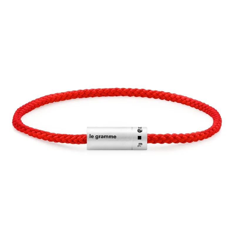 Bangle bracelets with polished marble inlays for a chic and trendy appearance-LE GRAMME MEN'S 7G RED NATO CABLE BRACELET WITH STERLING SILVER SCREW CLOSURE