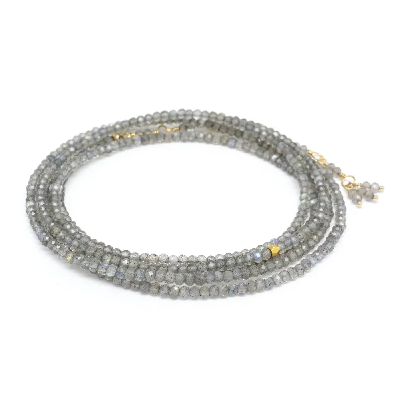 Best bangle bracelets with smooth sterling silver for a polished, refined finish-ANNE SPORTUN 18K YELLOW GOLD 34-INCH LABRADORITE BEAD WRAP BRACELET