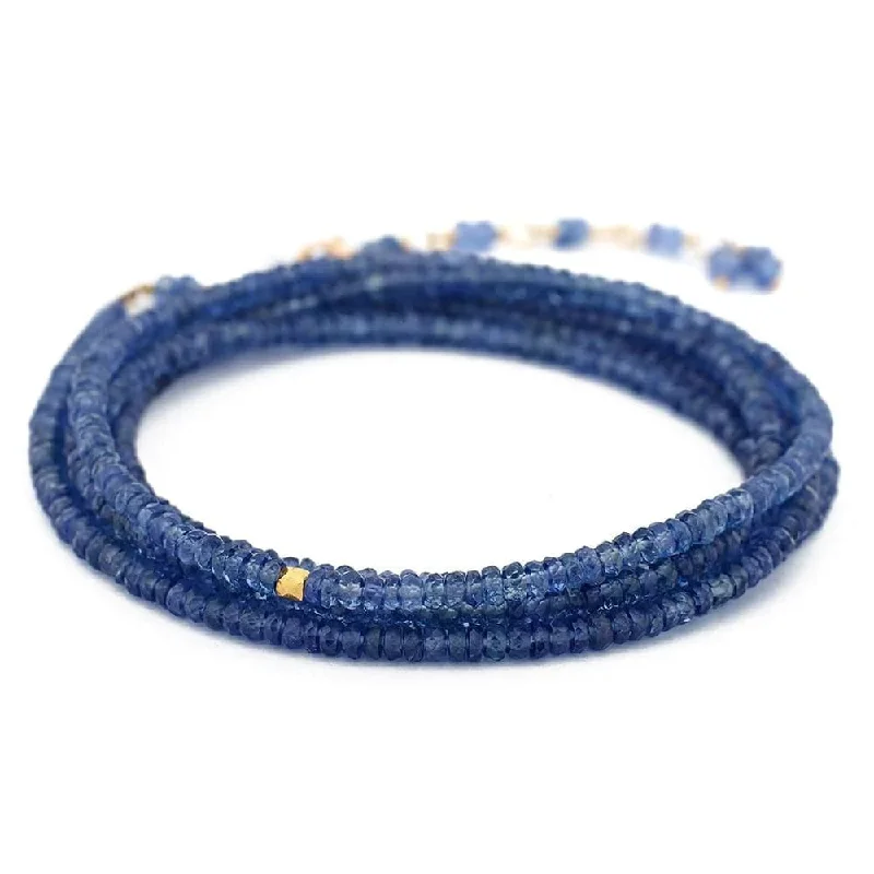 Best bangle bracelets with thin, delicate chains for an understated, sophisticated look-ANNE SPORTUN 34-INCH SAPPHIRE BEAD WRAP BRACELET WITH 18K YELLOW GOLD BEAD ACCENT