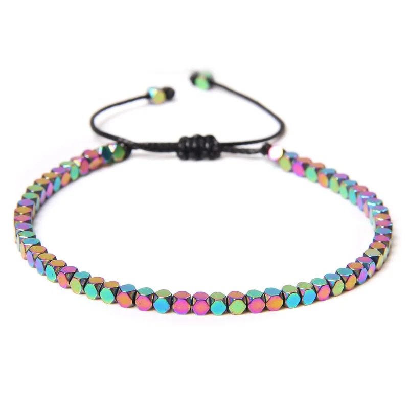 Chunky bangle bracelets with multicolored gemstones for a vibrant and playful appearance-Adjustable Hematite Protection Bracelet