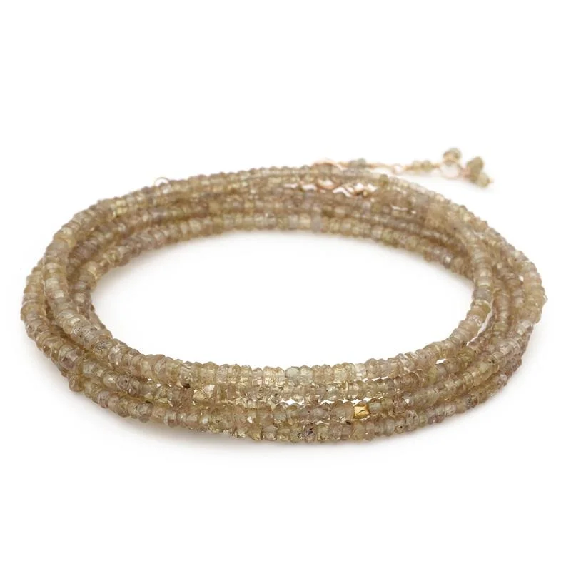 Best bangle bracelets with unique stone inlays for a one-of-a-kind accessory-ANNE SPORTUN 18K YELLOW GOLD 34-INCH CHAMPAGNE GARNET BEAD WRAP BRACELET