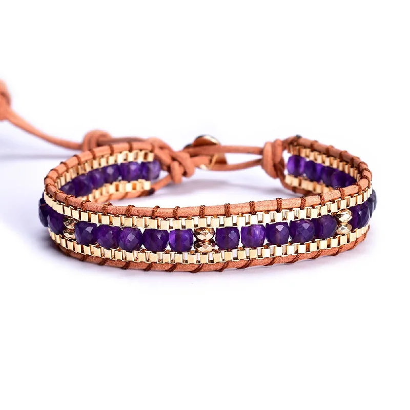 Wide metal bangle bracelets with engraved patterns for a luxurious and intricate look-Amethyst Angel Wrap Bracelet