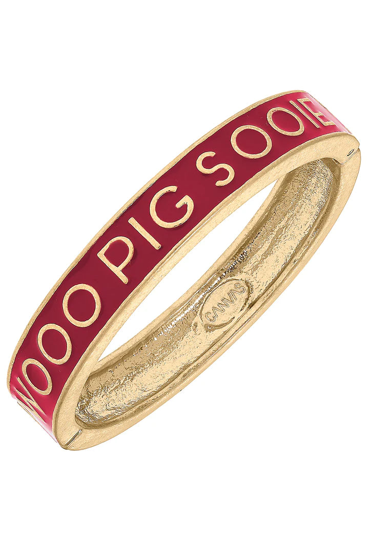 Colorful bangle bracelets with enamel details for a playful and youthful style-AR Razorbacks Enamel Hinge Bangle