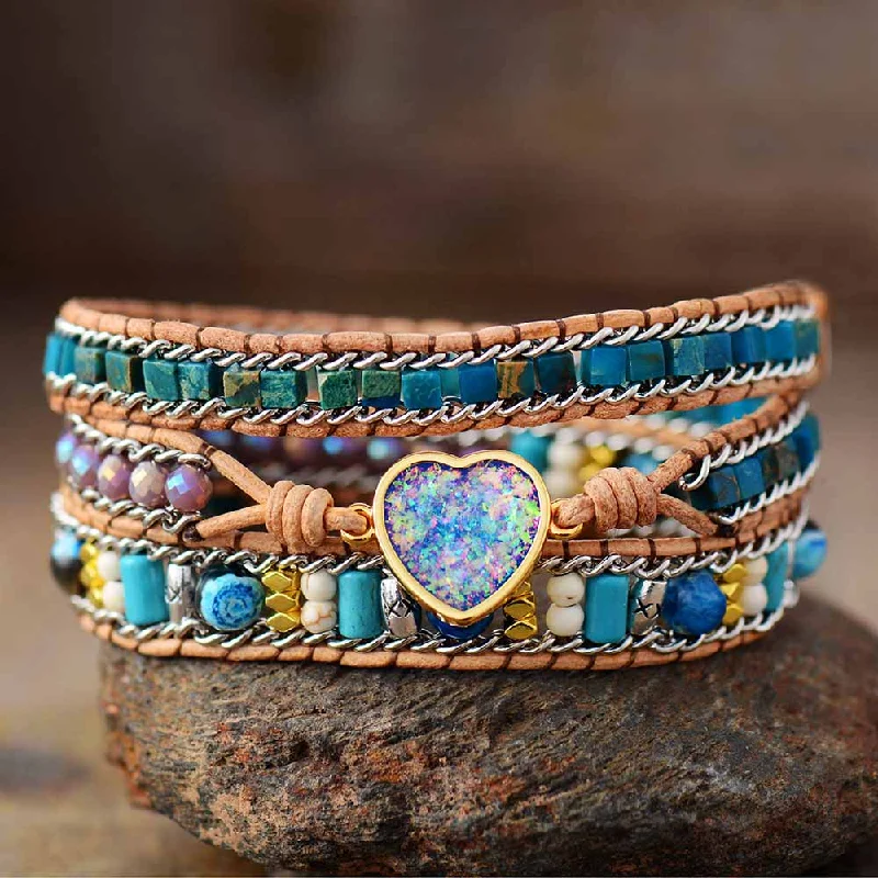 Best bangle bracelets with infinity symbols for a design full of meaning and charm-Azure Opal Jasper Bracelet