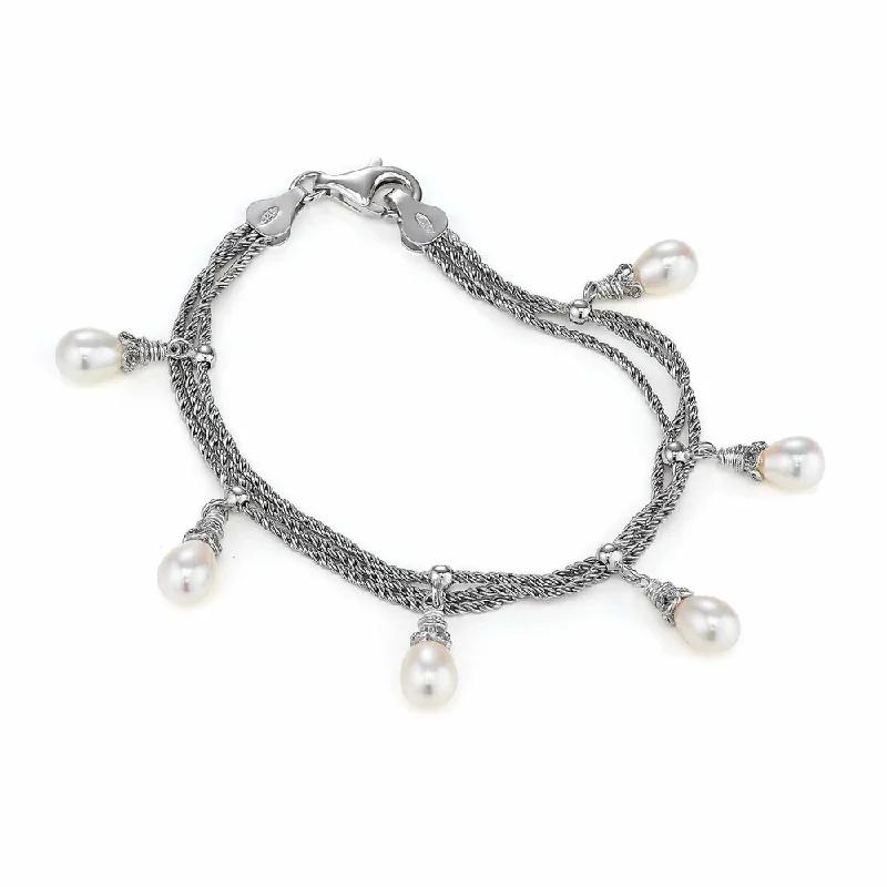 Best bangle bracelets with infinity symbols for a design full of meaning and charm-Pearl Dangle Bracelet