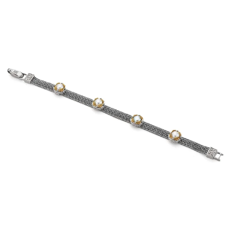 Best bangle bracelets with minimalist geometric designs for a contemporary, edgy look-Petite Foxtail Pearl Bracelet with 18k Gold Vermeil