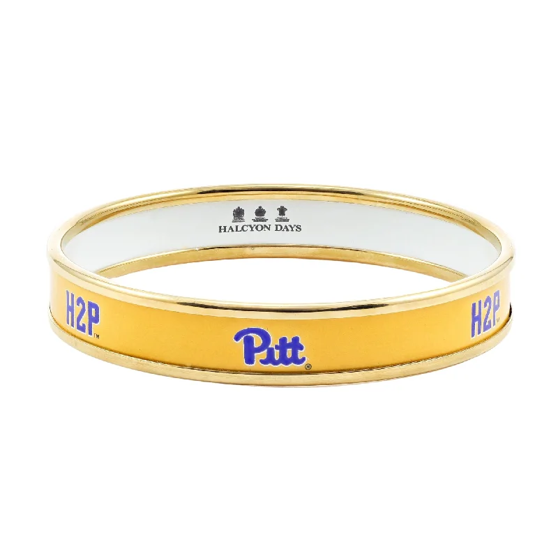 Lightweight bangle bracelets with subtle shimmer for an understated yet elegant look-HALCYON DAYS 18K YELLOW GOLD 13MM YELLOW ENAMELED PITT H2P BANGLE BRACELET