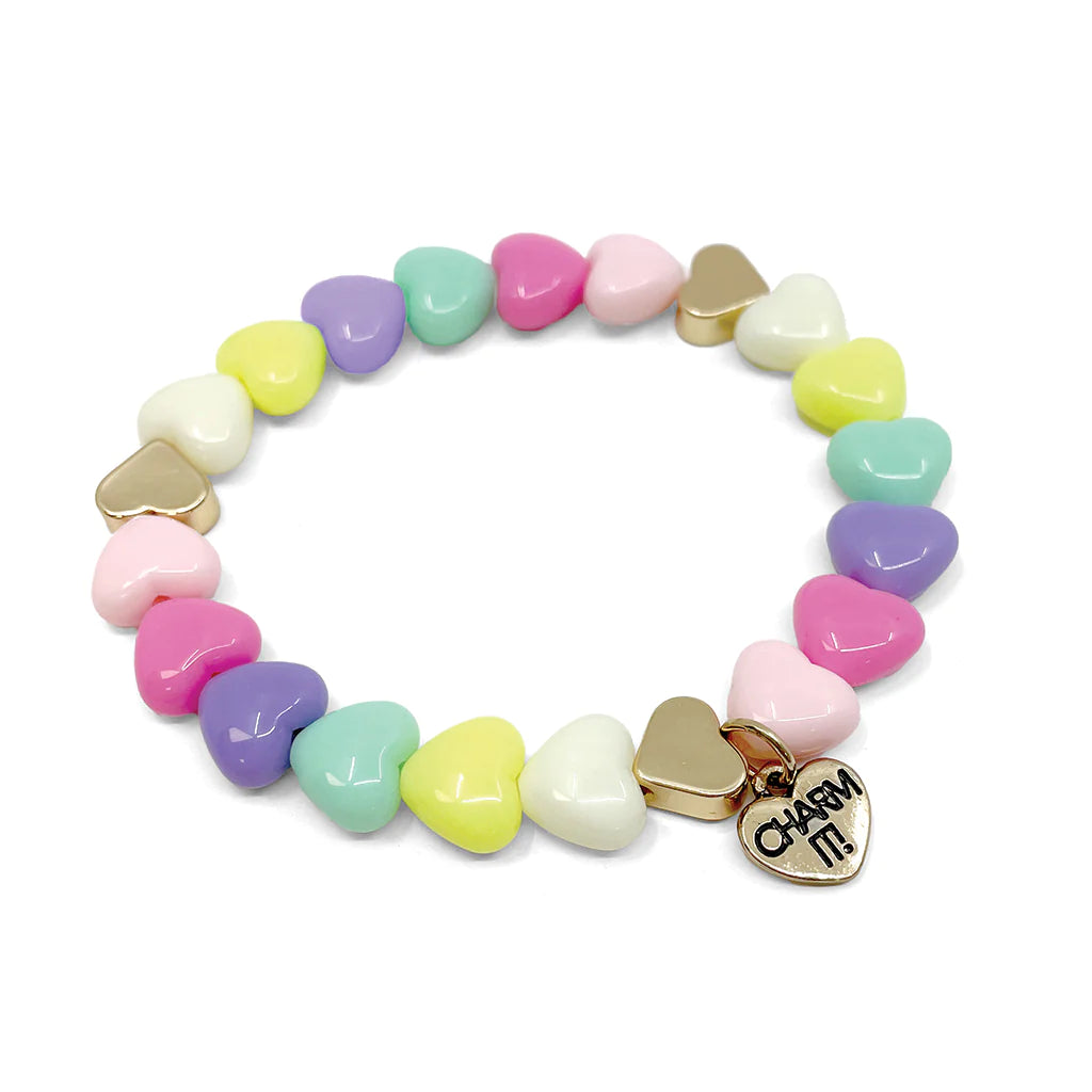 Art deco bangle bracelets with bold lines and shapes for a vintage-inspired flair-Charm  It | Gold Pastel Heart Bracelet