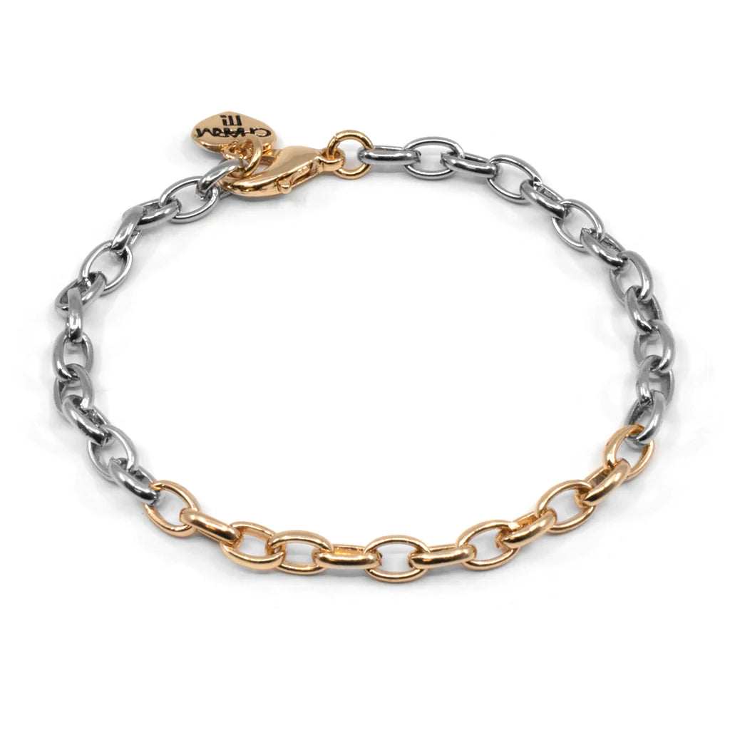 Bangle bracelets with gold and silver mixed metals for a stylish and versatile accessory-Charm It | Two Tone Chain Bracelet