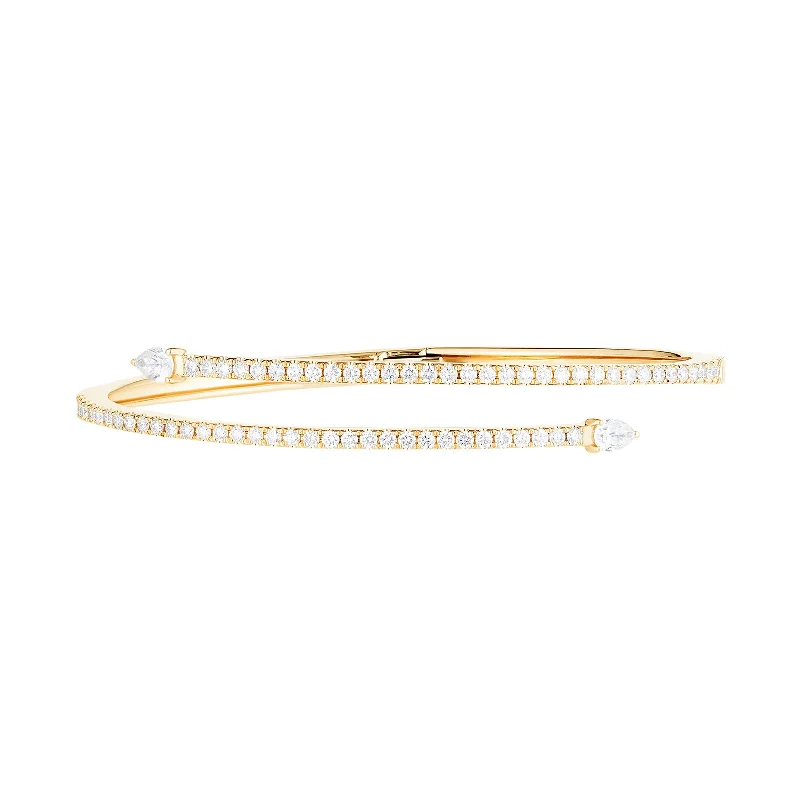 Stacked bangle bracelets with alternating textures for a dynamic, trendy look-Neptune Bangle - Yellow Gold