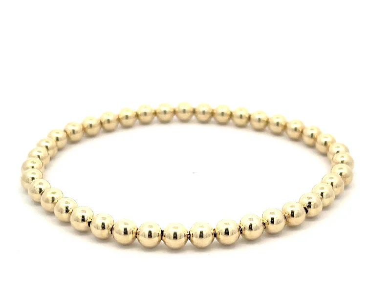 Bold bangle bracelets with mixed materials like wood, metal, and fabric-Classic Gold 5mm Bead Bracelet in 14K Yellow Gold