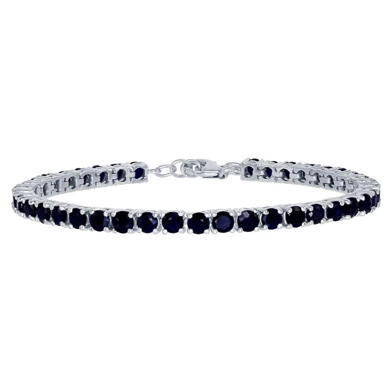 Best bangle bracelets with sapphire stones for an elegant and rich pop of color-Classic Women's Bracelet - Round 13.00cttw Diffusion Sapphire Gem Tennis | T-7685