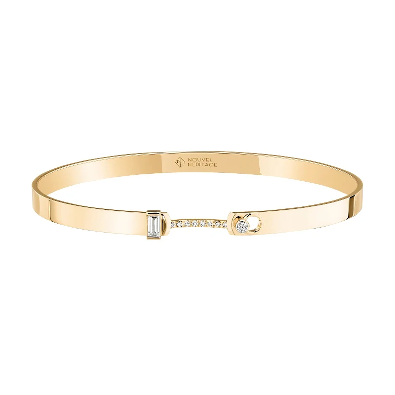 Best bangle bracelets with pastel enamel for a soft and delicate aesthetic-Dinner Date Bangle - Yellow Gold